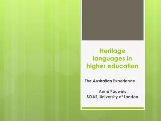 Heritage languages in higher education