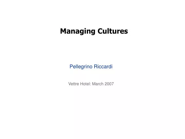 managing cultures
