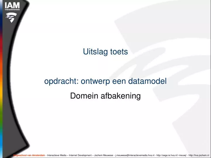 uitslag toets opdracht ontwerp een datamodel