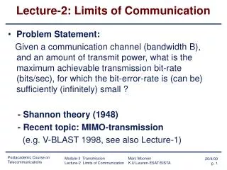 Lecture-2: Limits of Communication