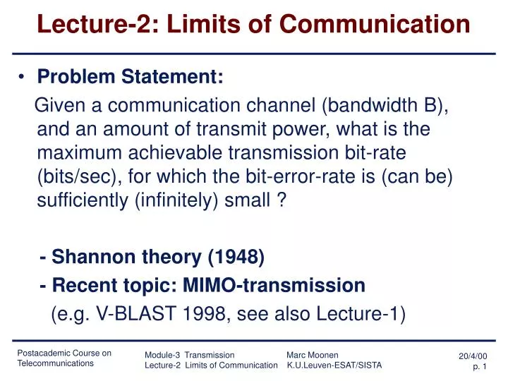 lecture 2 limits of communication