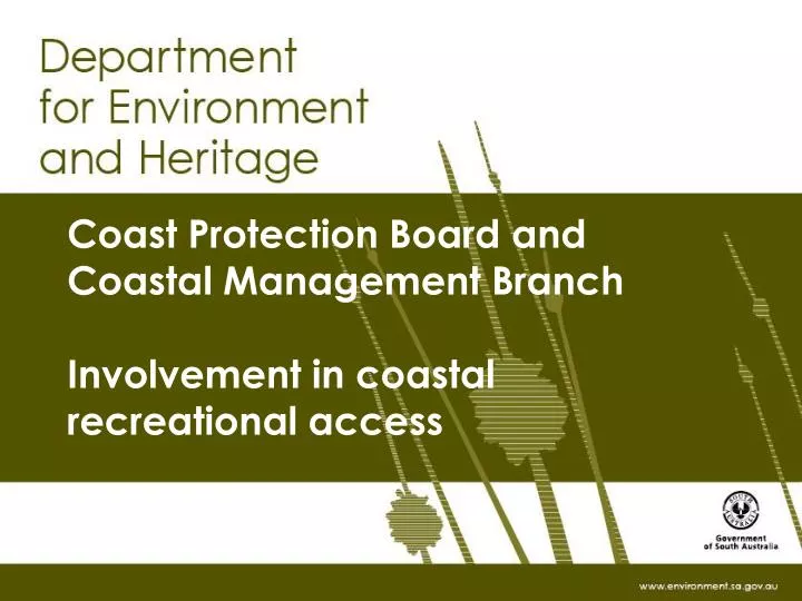 coast protection board and coastal management branch involvement in coastal recreational access