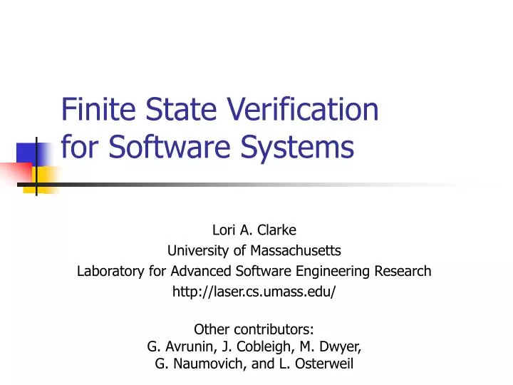 finite state verification for software systems