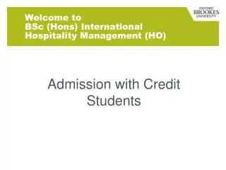 Welcome to BSc (Hons) International Hospitality Management (HO)