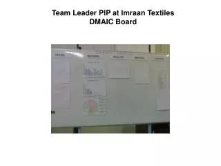 Team Leader PIP at Imraan Textiles DMAIC Board