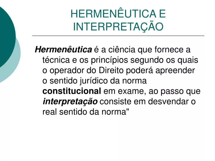 PPT - HERMENÊUTICA E INTERPRETAÇÃO PowerPoint Presentation, Free ...