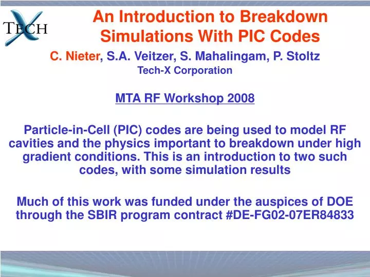 an introduction to breakdown simulations with pic codes