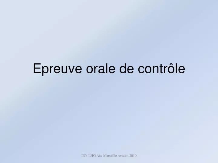 epreuve orale de contr le