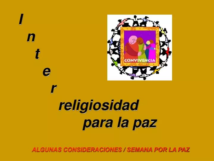 i n t e r religiosidad para la paz