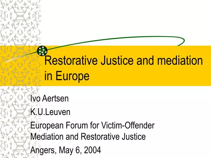 restorative justice and mediation in europe