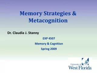 Memory Strategies &amp; Metacognition