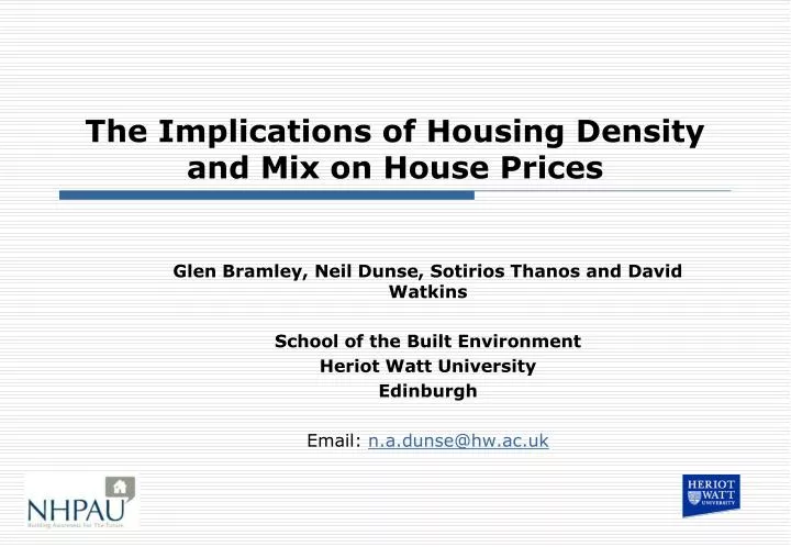 the implications of housing density and mix on house prices