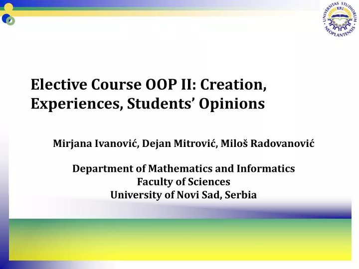 elective course oop ii creation experiences students opinions