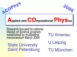 A pplied and CO mputational Phys ics
