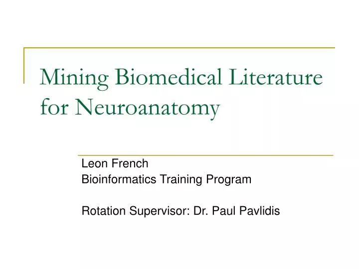 mining biomedical literature for neuroanatomy