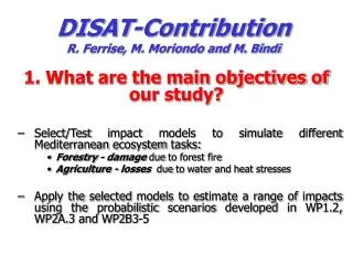DISAT-Contribution R. Ferrise, M. Moriondo and M. Bindi