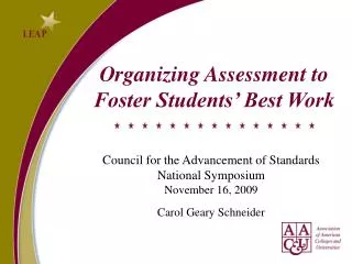 Organizing Assessment to Foster Students’ Best Work