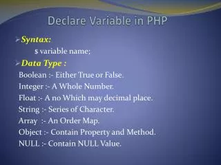 Declare Variable in PHP