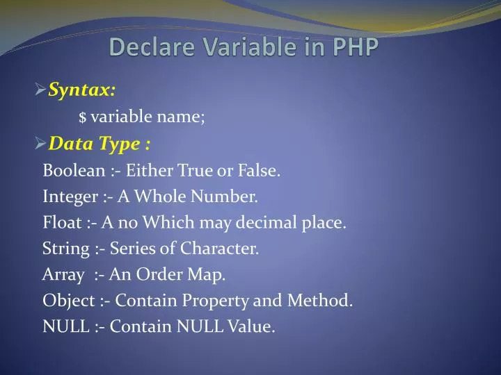 declare variable in php