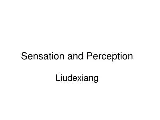 Sensation and Perception Liudexiang