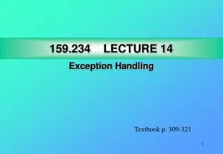 159.234 LECTURE 14