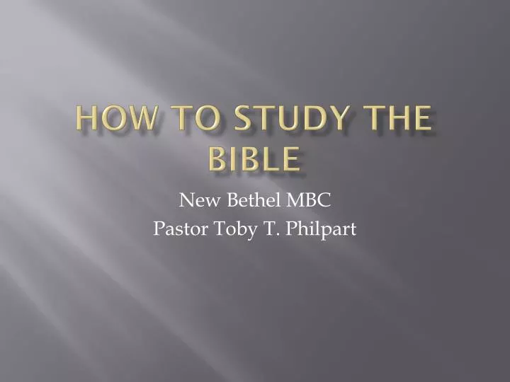 how to study the bible