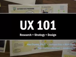 UX 101 Research + Strategy + Design
