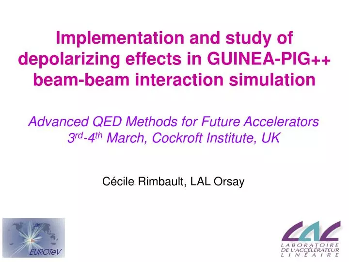 implementation and study of depolarizing effects in guinea pig beam beam interaction simulation