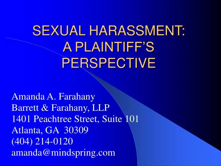 sexual harassment a plaintiff s perspective