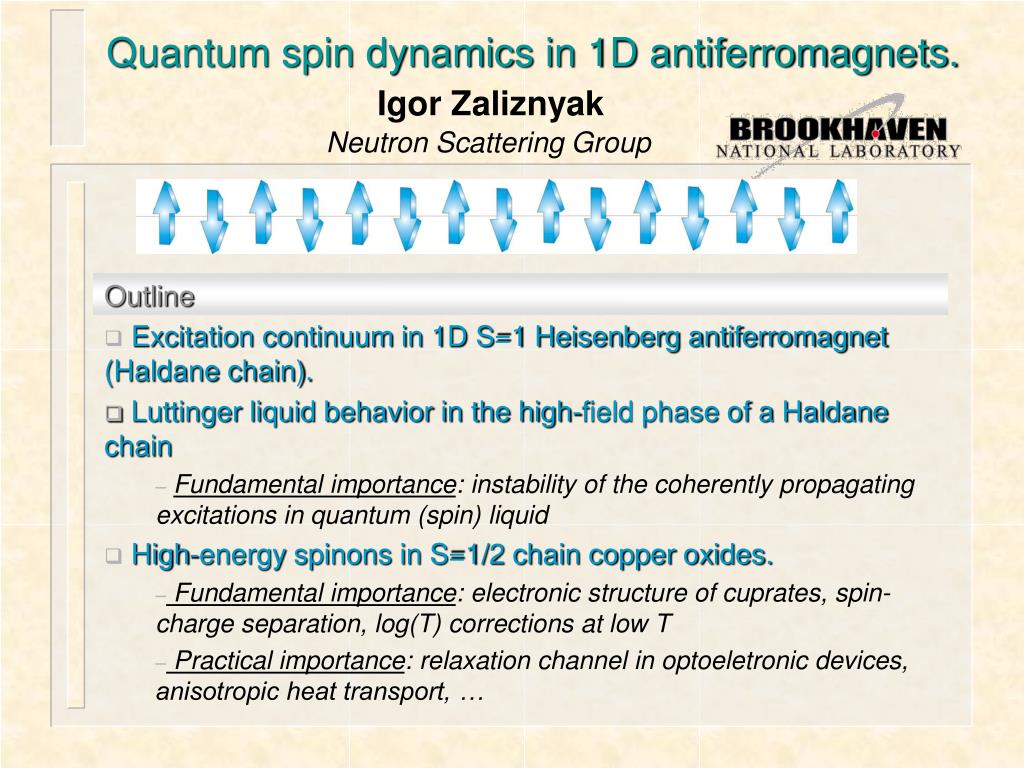 PPT - Quantum spin dynamics in 1D antiferromagnets. PowerPoint ...