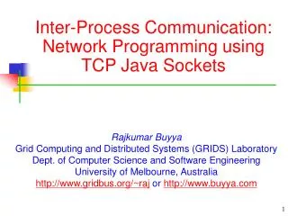 Inter-Process Communication: Network Programming using TCP Java Sockets
