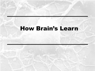 How Brain’s Learn