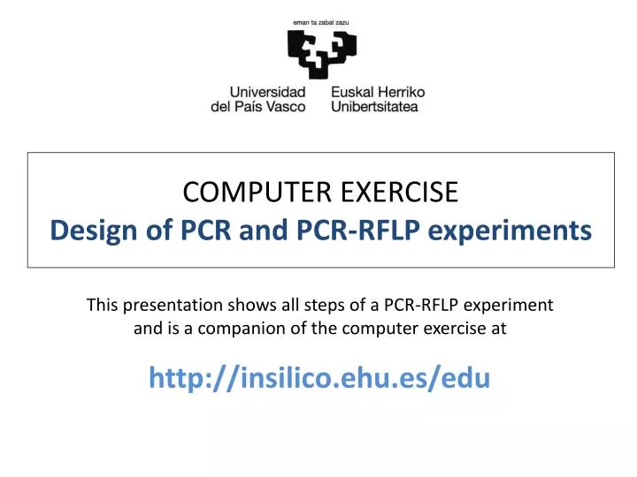 computer exercise design of pcr and pcr rflp experiments