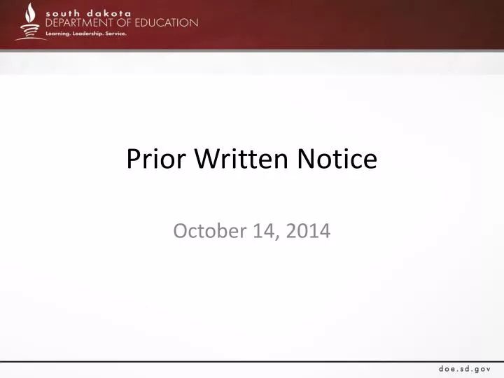 prior written notice