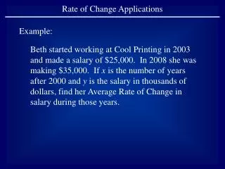Rate of Change Applications