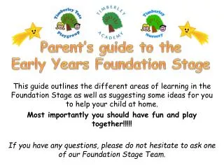 Parent’s guide to the Early Years Foundation Stage