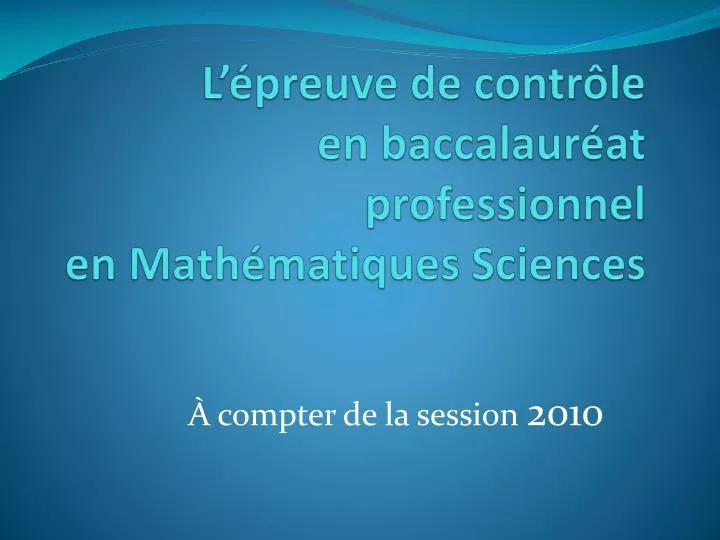 l preuve de contr le en baccalaur at professionnel en math matiques sciences