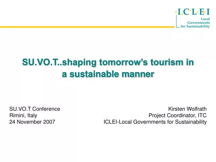 su vo t shaping tomorrow s tourism in a sustainable manner