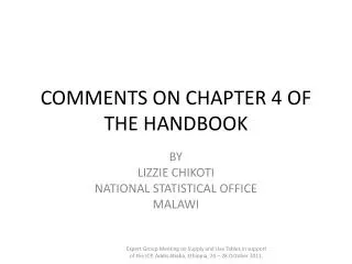 COMMENTS ON CHAPTER 4 OF THE HANDBOOK