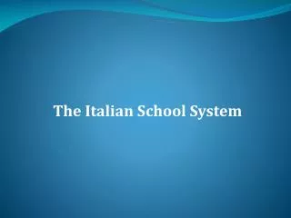 The Italian School System