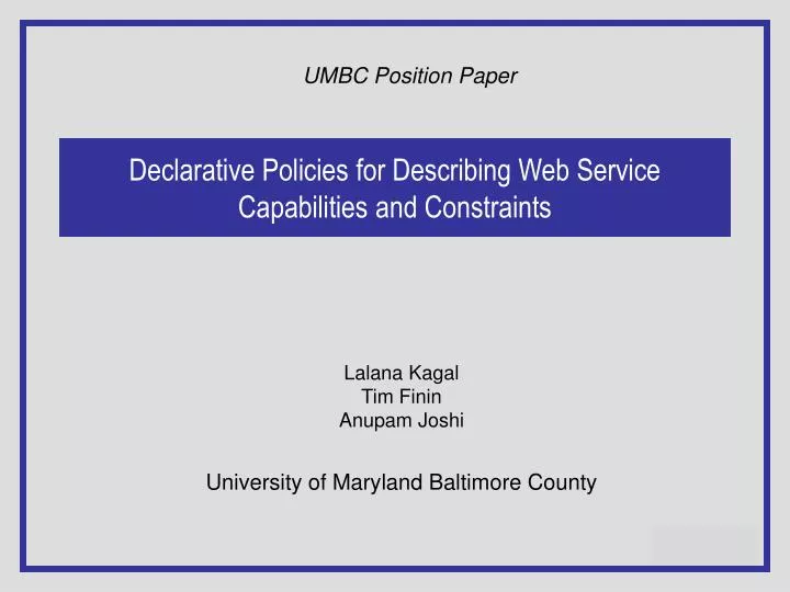 declarative policies for describing web service capabilities and constraints