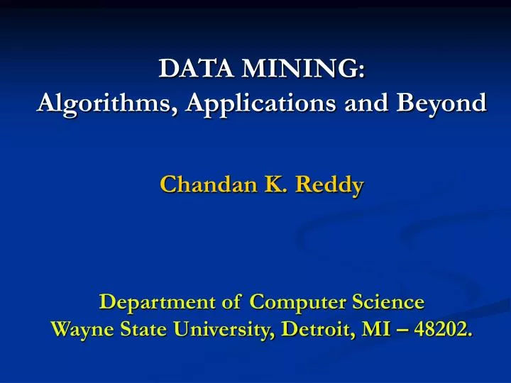 data mining algorithms applications and beyond