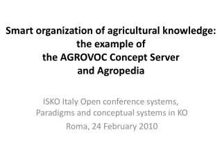Smart organization of agricultural knowledge: the example of the AGROVOC Concept Server