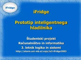 iFridge Prototip inteligentnega hladilnika
