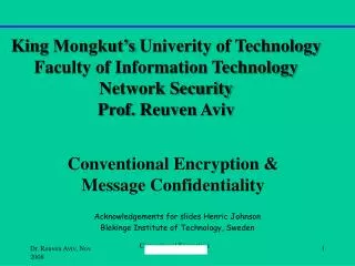 Conventional Encryption &amp; Message Confidentiality