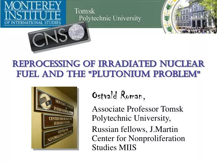 reprocessing of irradiated nuclear fuel and the plutonium problem