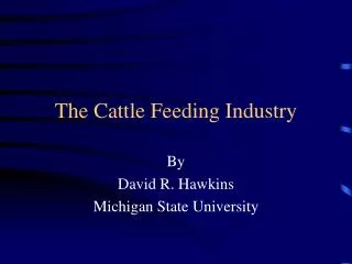 The Cattle Feeding Industry