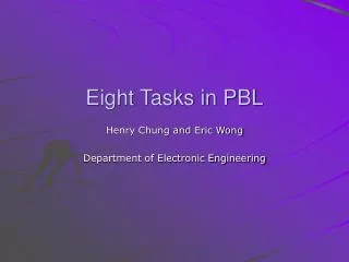Eight Tasks in PBL