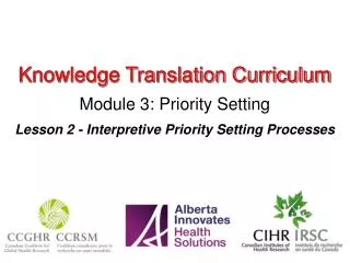 Knowledge Translation Curriculum