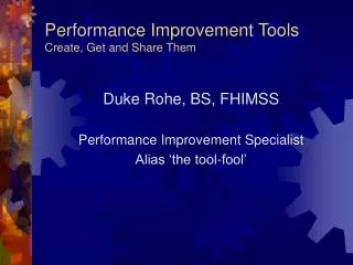Performance Improvement Tools Create, Get and Share Them